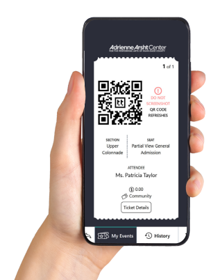 Hand holding phone with QR