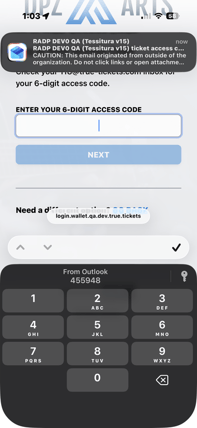 Outlook auto-fill access code