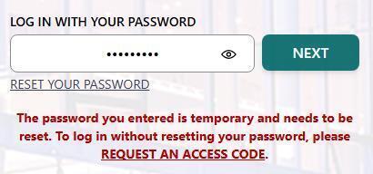Temporary password login error